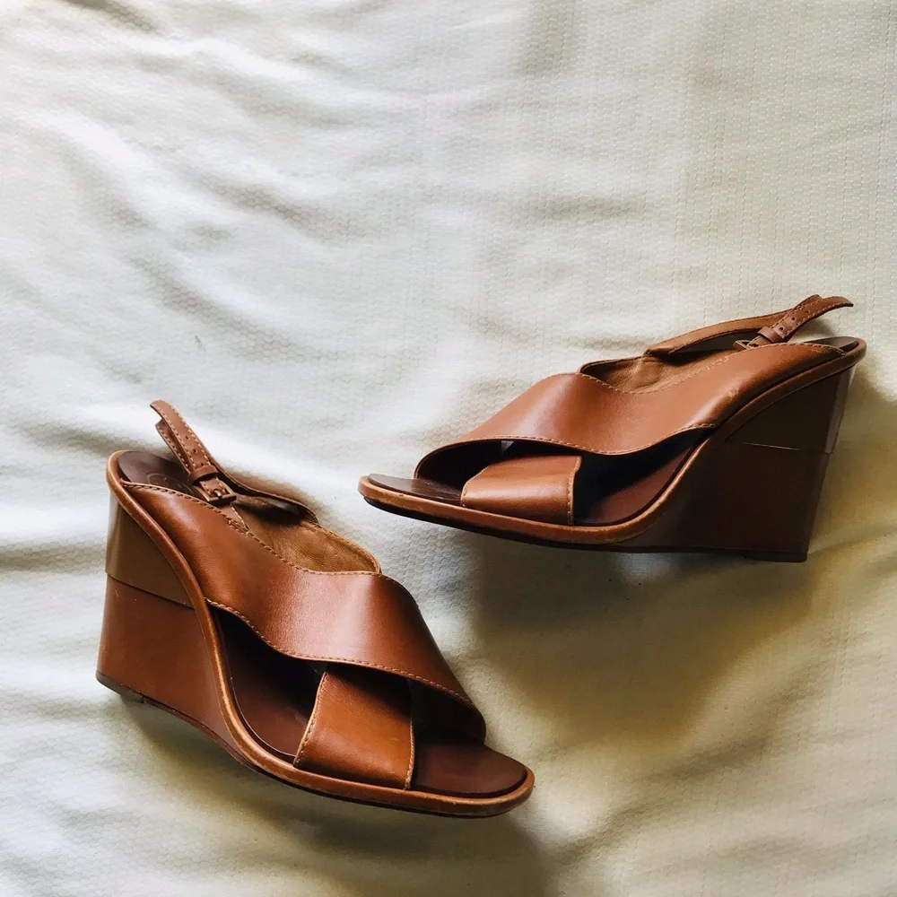 Tory Burch Brown Wedge Sandals